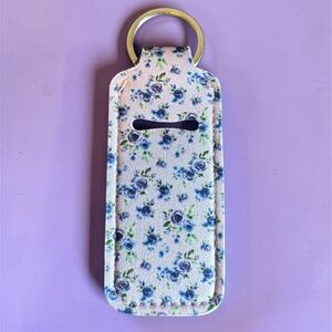 Floral Purple Rose Chapstick/Lipstick Holder Keychain